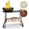 Blumfeldt Nantai vuurschaal en barbecue station - Tafel met vuurkorf - Inclusief BBQ rooster - Ø 50 cm - Tafel met opslag