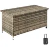 TECTAKE Coffre de jardin KIRUNA en rotin synthétique 120 cm x 55 cm x 615 cm 270 L - Marron Naturel