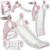 TOBOGGAN - TECTAKE - Toboggan pliable JOY pour enfants avec panier de basket et marches antidérapantes - Rose vif