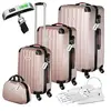 TECTAKE Set de valises rigides CLEO 4 pièces avec pèse-valise Roulettes amovibles pivotant à 360° - Or Rose