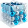 TECTAKE Lot de 64 boules de Noël argentées/bleues Surface mate brillan...