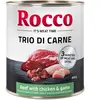 6x800g Rocco Classic Trio de viandes boeuf, poulet, gibier - Pâtée pou...