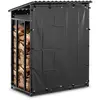 Brandhoutrek - met dekzeil en dak - 137 x 90 x 171 cm - zwart - hillve...