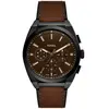 Fossil Everett FS6108 Horloge - Leer - Bruin - Ø 44 mm