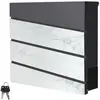Brievenbus met krantenvak 37x36,5x11 cm antraciet/wit marmer-look staal ML design, modern diagonaal ontwerp