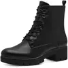 Bottine - Tamaris - Noir Matt - Lacets - Talon Large - Femme