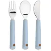 Lässig Bestek With Silicone Handle Happy Rascals Smile Sky Blue 3pcs
