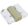 Lot de 3 langes mousseline GOTS Happy Fruits Poire (60x60 cm)