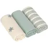 Lässig Lot de 3 langes mousseline Tiny Team vert granit (60x60 cm)