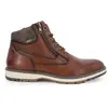 Bottines Homme - Marque - Talon Plat - Cognac - Marron - Synthétique