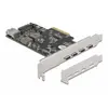 Carte pci Express x4 vers 4 Ports usb Type-C  + 1 usb Type-A - ss usb 10 Gbps (90059) - Delock