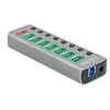 Delock Hub USB 3.2 (USB-B, 9 ports), Station d accueil + hub USB, Gris