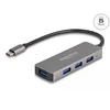 Delock 63173 (USB-C, 4 ports), Station d'accueil + hub USB, Noir