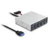 DeLock Hub USB 3.0 (10 ports USB-A) en façade dans baie 3.5''