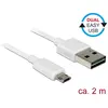 Delock Easy-Micro USB naar Easy-USB-A kabel - USB2.0 - tot 2A / wit - 2 meter