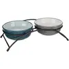 TRIXIE Set mangeoires, 2 × 0,25 l/13 cm, Bleu pétrole/Gris, Chien