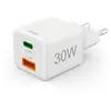 Hama Snellader, 1x USB-C, 1x USB-A, mini-oplader, PD, 30 watt, wit