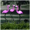 HI Pieu de jardin solaire à LED Flamant rose 3 pcs