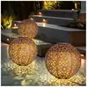 EXPO BÖRSE Lampe solaire d'extérieur, boule solaire décoration jardin, lampe solaire rouille, piquet de sol, poinçonnage décoratif floral, métal, LED blanc