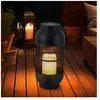 EXPO BÖRSE Lampe de table solaire lampe d'extérieur lanterne bougie lampe de jardin lampe de terrasse effet flamme, plastique noir, batterie, 1x led blanc