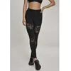 Urban Classics Ladies Laces Inset Leggings Femme, Noir (Black 00007), XS