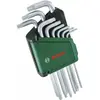 Set de 9 clés torx (clés multitâches en acier S2 TX8-TX40 côté long surface antirouille, barrette de rangement) - Bosch