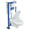 VILLEROY & BOCH - Pack WC O.novo suspendu sans bride  - Céramique -  avec Bati support -  abattant et plaque de déclenchement