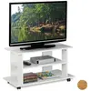 Relaxdays Meuble TV sur  roulettes, 2 compartiments, Console TV, receiver, Table TV sur roulettes HlP 45 x80x40cm, blanc