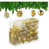RELAXDAYS kerstballen set van 100 - plastic - onbreekbaar - mat - glanzend - glitters - 10 designs - goud