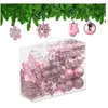 RELAXDAYS kerstballen set van 100 - plastic - onbreekbaar - mat - glanzend - glitters - 10 designs - roze