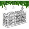 Relaxdays kerstballen set van 96 - plastic - 3 cm - mat - glanzend - glitters - onbreekbaar - zilver