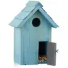 Relaxdays nestkasjte hout - met deurtje - invliegopening: 3,5 cm - tuinvogels - lichtblauw