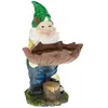 Relaxdays Nain de jardin abreuvoir à oiseaux, résiste aux intempéries et gel, HxLxP: 36x22x22 cm, figurine, multicolore