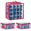 Relaxdays kerstballen opbergbox - set van 3 - elk 32 vakken - 16 x 32 x 32 cm - transparant