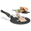 Relaxdays crêpe pan - deegverdeler - houten spatel - voor inductie - Ø 25 cm