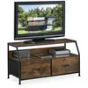 Meuble TV industriel avec tiroirs - RELAXDAYS - 10038548-0 - Blanc
