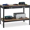 Relaxdays werkbank - met lade - 2 etages - tot 100 kg - staal - 90,5x121x63,5 cm - zwart