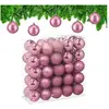 Relaxdays kerstballen set van 50 - Ø 6 cm - kunststof - onbreekbaar - roze