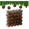 Relaxdays kerstballen set van 50 - Ø 6 cm - kunststof - onbreekbaar - bruin