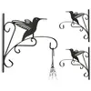 RELAXDAYS 3x Blumenhaken mit Vogel-Motiv, Blumenampelhalter für Wand, Wandhaken, Metall Garten-Deko, HBT: 30 x 27,5 x 2cm, schwarz