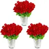RELAXDAYS 144 x Kunstrosen rot, Kunstblumen, künstliche Dekoblumen, mit Stiel und Blättern, rote Köpfe, Dekopflanzen, H: 26cm, red