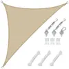 Amanka 3,6x3,6x5,1 Voile d'Ombrage Triangulaire Respirante - Toile uv avec Fixation - beige