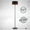 B.K.LICHT Lampadaire tissu noir-doré I douille E27 I pour une ampouleI abat-jour en tissu 30 cm I câble de 140cm I salon