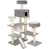 zooplus Exclusive Maison en pain d'épices XXL - Arbre à chat - Gris clair