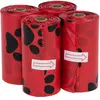 zooplus Exclusive 4 rouleaux de 15 sacs à excréments parfumés, coloris rouge, senteur rose