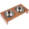 Porte-gamelle Modern Living Nellore en bois, écuelles incluses  - capacité : 2 x 850 mL, 16,5 cm de diamètre