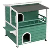 zooplus Exclusive Maisonnette à marquise L 91,5 x l 71 x H 82 cm vert / blanc - pour chat