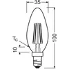 Osram LED lamp in classic miniball shape, with decorative LED filament...