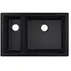 Evier encastré sous plan - HANSGROHE - Noir graphite - 1 bac et demi - SilicaTec - 658x398 mm