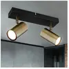 ETC-SHOP Spot de plafond Lampe de chambre à coucher Spot bar, 2 flammes, design rétro, spot orientable, métal laiton, noir, 2x douille GU10, LxPxH 26x6x12 cm